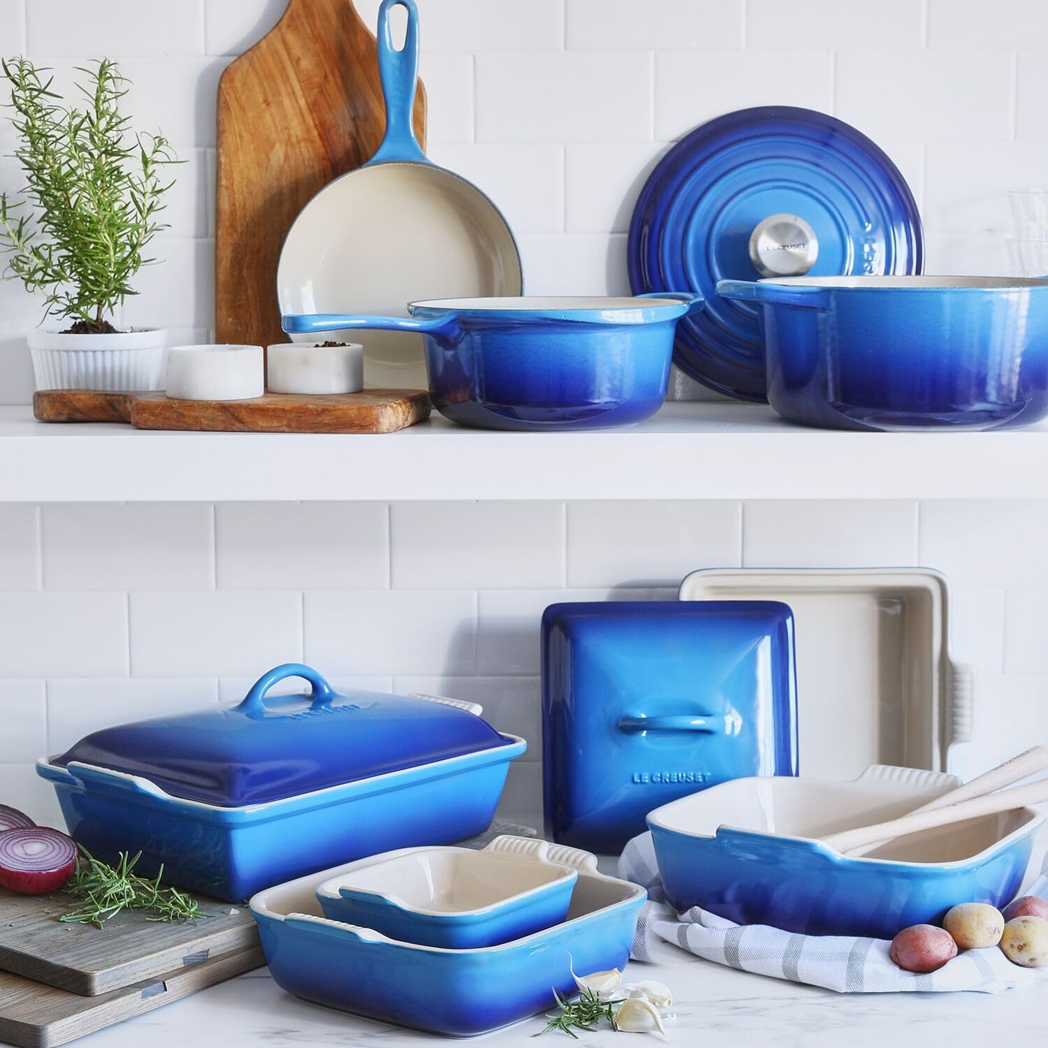 Le Creuset Heritage Stoneware Covered Baker, 4 qt, Exclusive Color: Azure Blue
