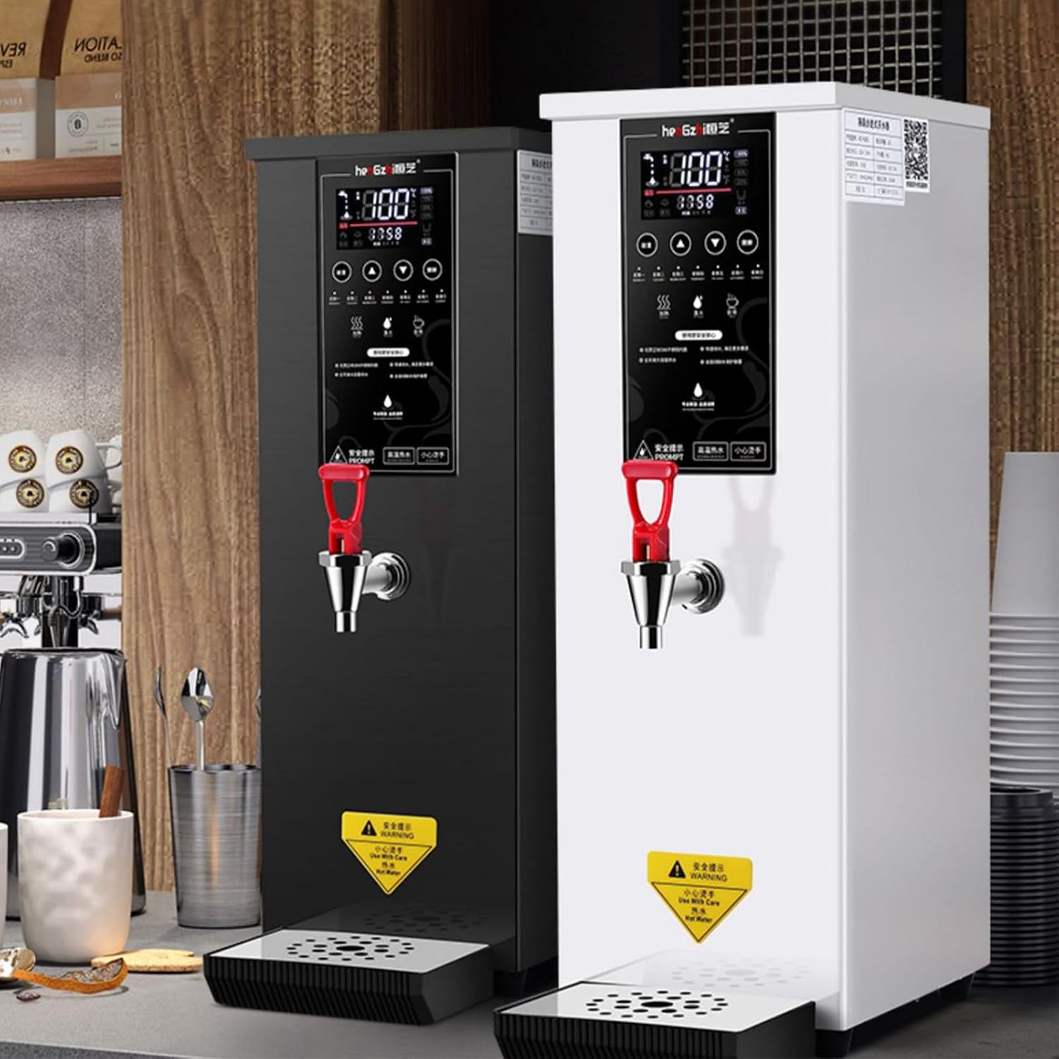 Hot Water Dispenser 25L, Commercial Water Boiler 3000W, Electric Water Boiler with LCD Touch Screen & Drip Tray, for Restaurant Office,White