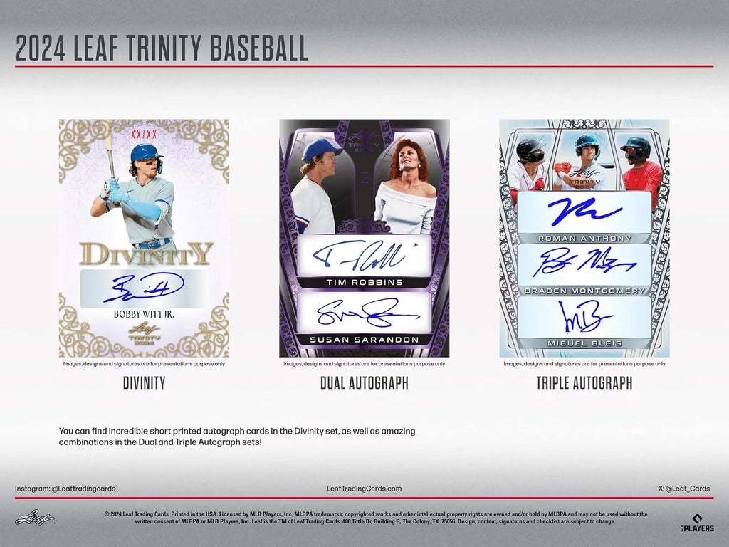 2024 Leaf Trinity Baseball Hobby Trading Card Box (6 Autographs Per Box)