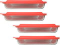 Pyrex 233 3qt Glass Baking Dish & 233-PC Red Food Storage Replacement Lid (4-Pack) - Made in USA