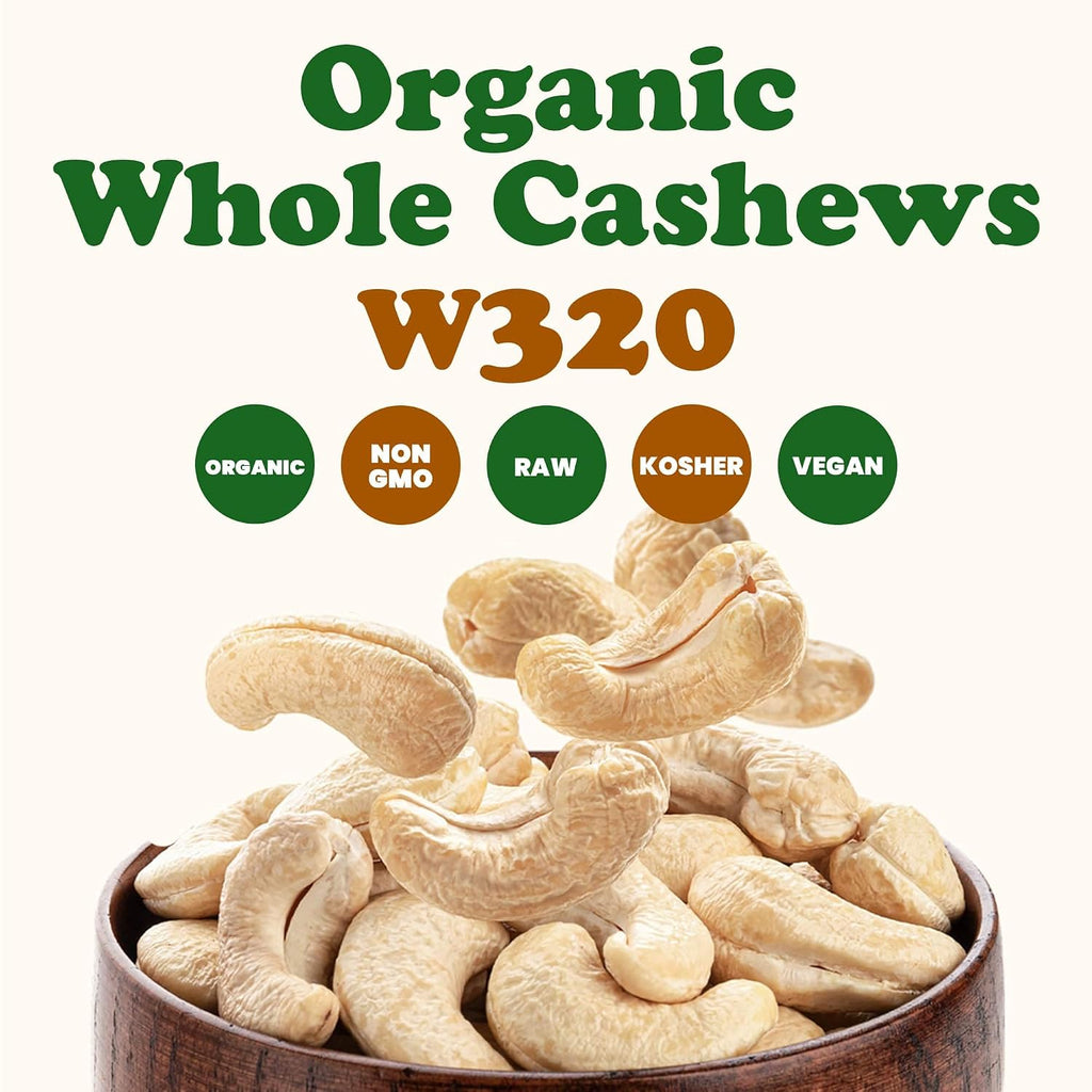 Food to Live Organic Cashews, 18 Pounds - Whole, Unsalted, Non-GMO, Kosher, Raw, Vegan, Bulk