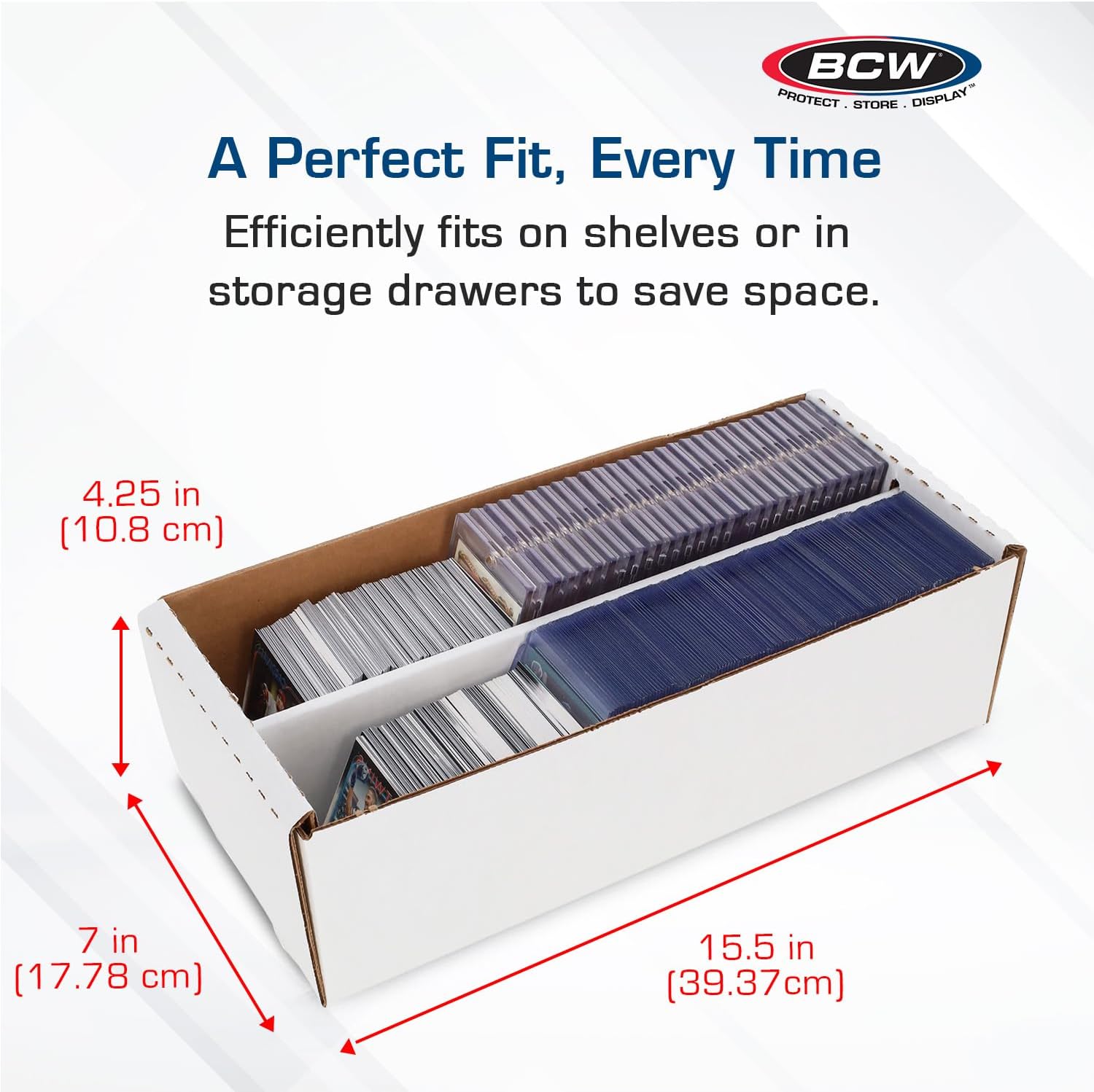 BCW Shoe Storage Card Box - 25 ct | Cardboard Box for Trading Cards, Gaming Cards, and Collectibles | Holds 1600 Standard Cards or 300 3x4 Toploaders | Gaming Card Organizer Box | Assembly Required