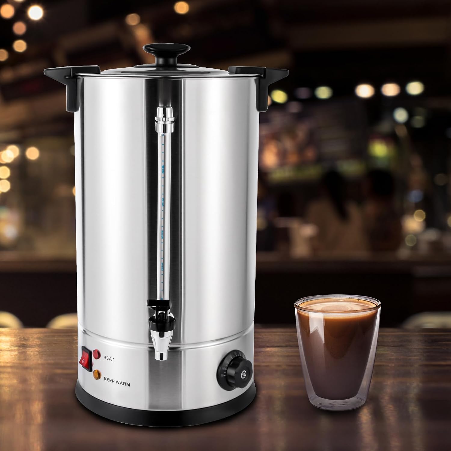 15L Commercial Coffee Maker Machine Urn, Boiling &Insulation,1300W Electric Hot Water Urn for Tea, Beverage at Event Catering Stainless Steel Automatic Percolator Hot Water Dispenser,W/Faucet & Filter