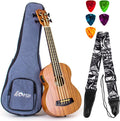 Electric Acoustic Bass Ukulele, Horse 30 inch Sapele Professional Aquila EADG with Gig Bag Strap Picks for Beginner and Advanced