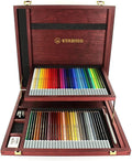 STABILO - CarbOthello - Chalk-Pastel Pencil - Wooden Box of 60 - Assorted colors with Sharpener, Kneaded Eraser and Blending Stump