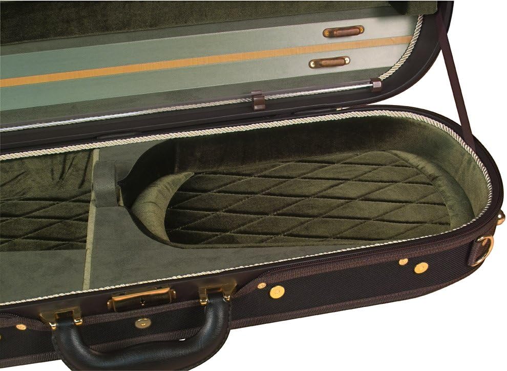 Baker Street BK-4030 Luxury Violin Case – Modern Oblong – Sturdy Plywood, Padded Velour Interior, Accessory Compartments & Shoulder Strap for Protection & Travel