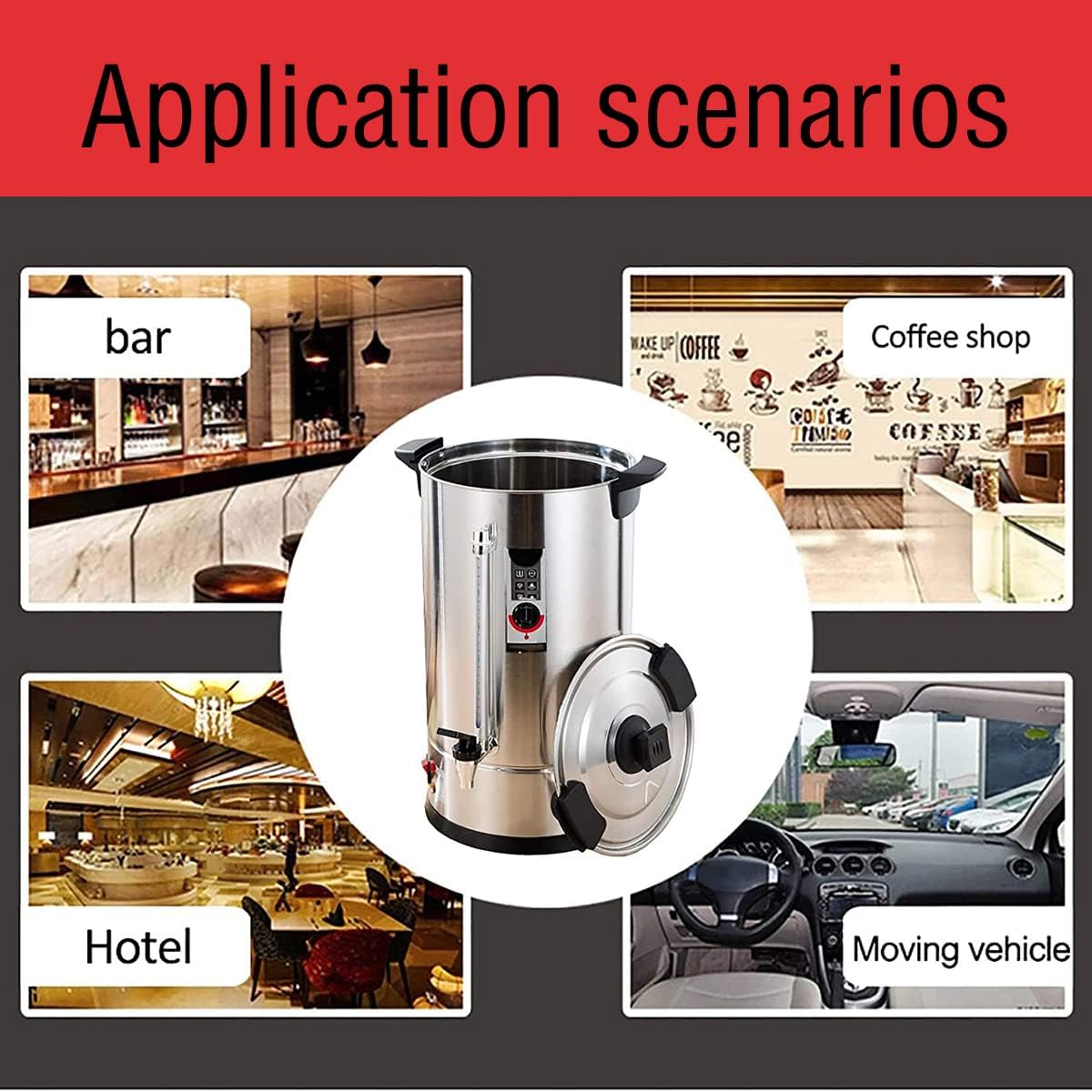Commercial Catering Boiler, Electric Hot Water Boiler Dispenser, Boiling Water Bucket, 30-110°C Temperature Control Knob, for Brewing/Buffet,16L
