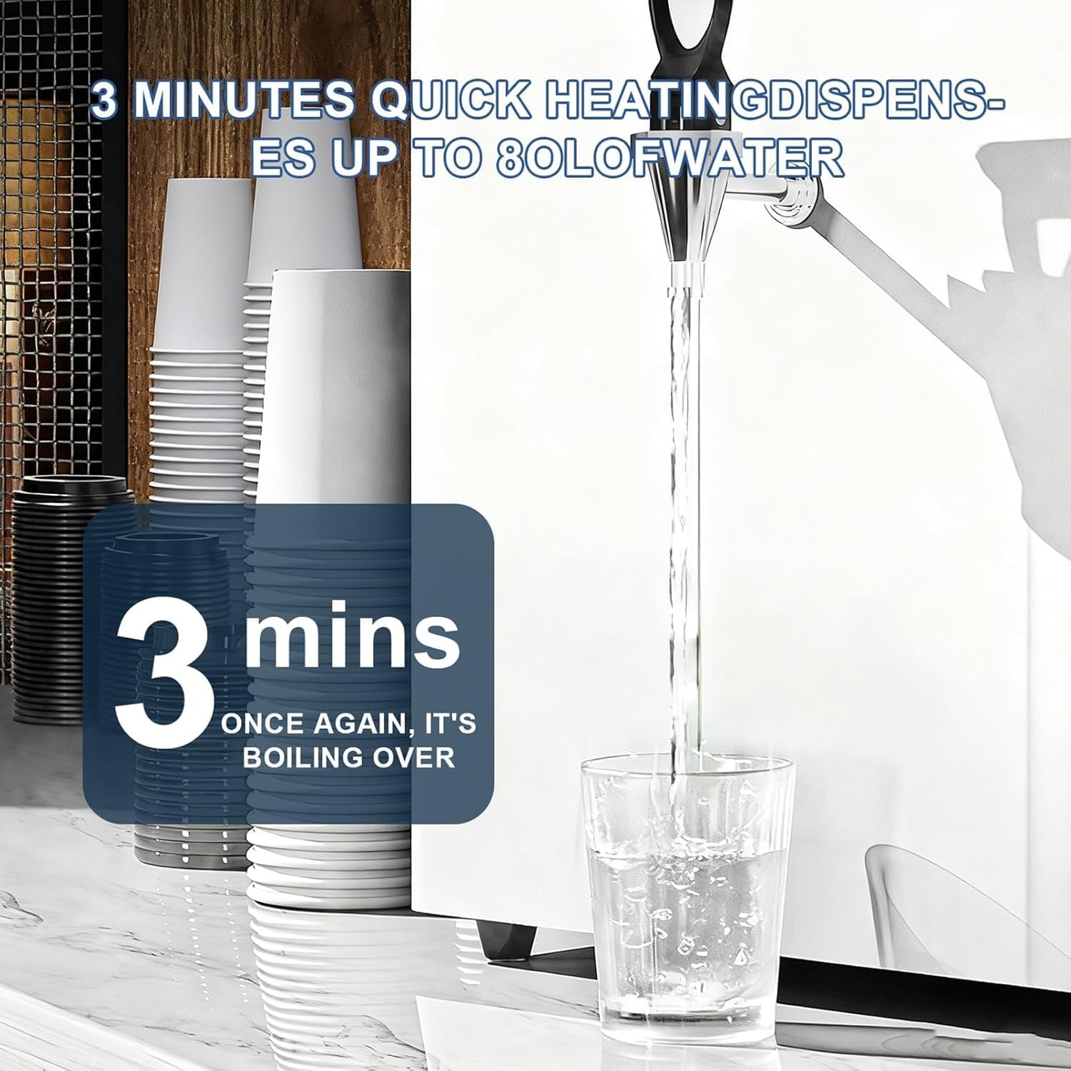 Commercial Water Boiler, Step-Heating Boiling Water Machine, with LED Intelligent Control Panel, 50L Instant Hot Water Dispenser, With Filter and Faucet, for Cafe, Home, Office