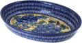 Blue Rose Polish Pottery - Blue Grapes Small Oval Baker - 11' x 7.5' - Unique, Dishwasher Safe, & Durable Bakeware