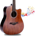 Guitar Acoustic Full Size 4/4 Guitar Cutaway Beginner Adult Guitar 40/41 Inch Kit with Gig Bag Strap Strings Capo Picks (Size:41 inches,Color:Brown)