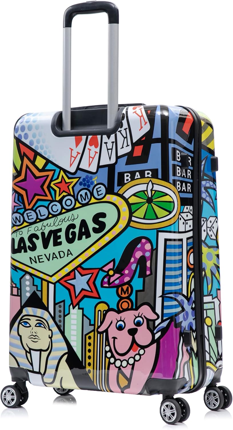 InUSA Cities Print Luggage with Spinner Wheels | Durable Lightweight Hardside Suitcase | Travel Bag with Handle and Trolley | (20in, 24in, 28in) 3 Piece Set