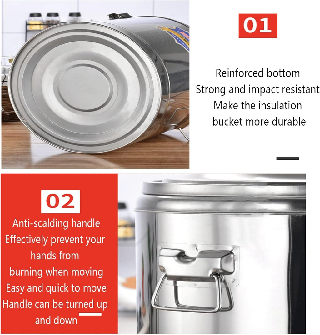 Stainless Steel Insulated Barrel, Soup Barrel Commercial Beverage Dispenser Coffee Urn for Hot Water Milk Tea Coffee Juice Home Party Use/Silver/20L