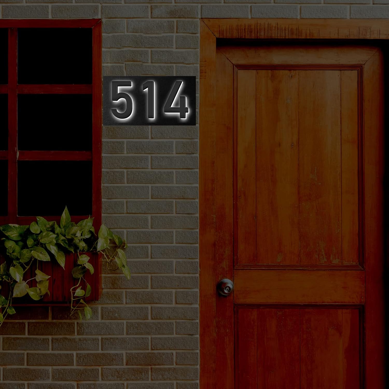 Stainless Steel Modern Backlit LED Illuminated Home Address Number,Illuminated Address Sign Plaque House Numbers LED Lighted, Light Up House Numbers,14 Inch/350mm,J
