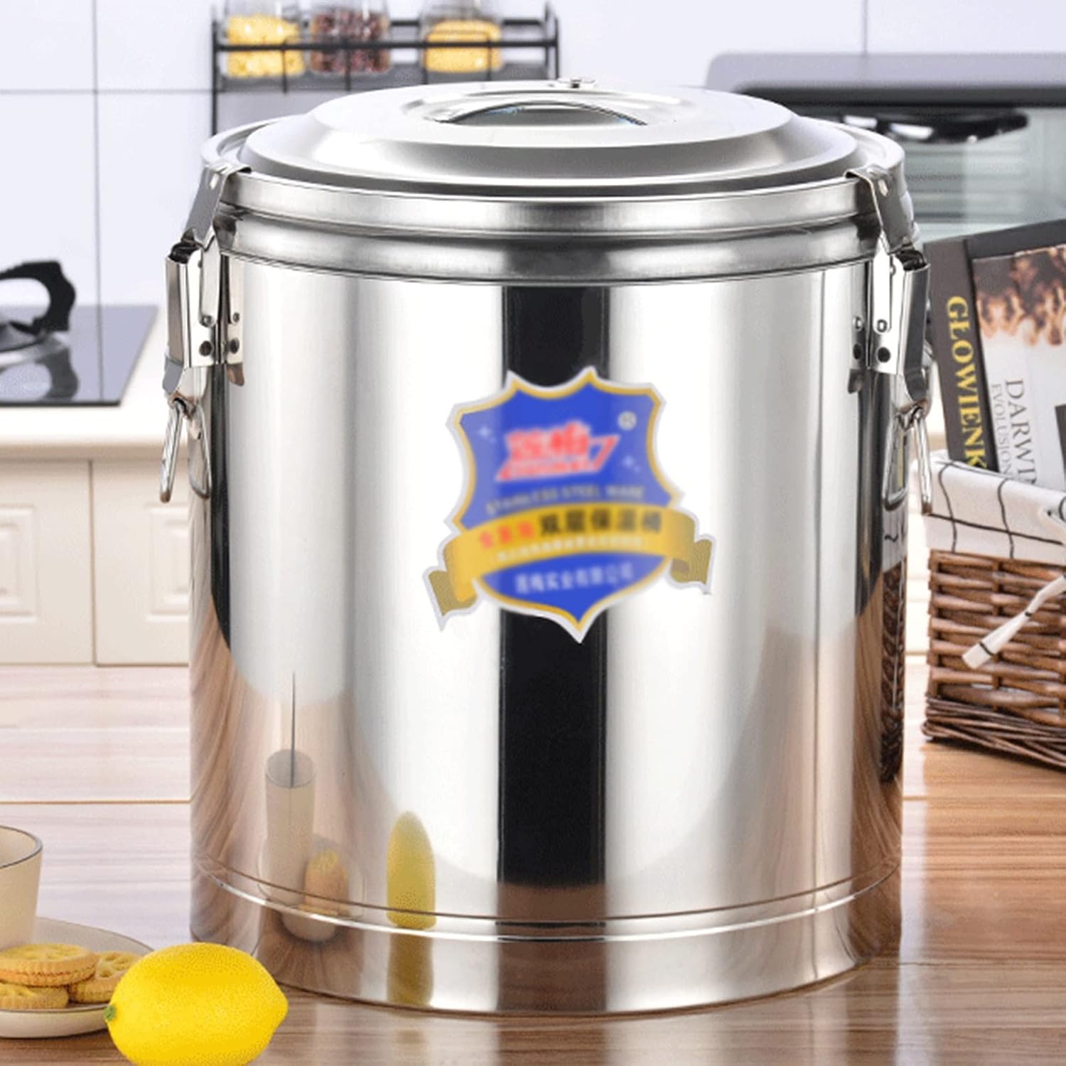 Stainless Steel Insulated Barrel, Soup Barrel Commercial Beverage Dispenser Coffee Urn for Hot Water Milk Tea Coffee Juice Home Party Use/Silver/10L