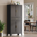 Metal Storage Cabinet, 71' Tall Kitchen Pantry Cabinets, Steel File Cabinet with 4 Doors & Adjustable Shelves and Drawer for Kitchen, Dining Room, Living Room, Bathroom