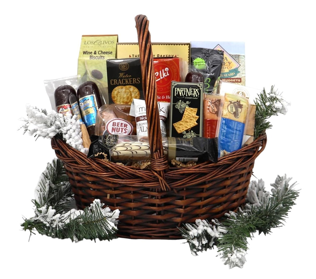 Gift Basket Village: The Cut Above Gift Basket - Gourmet Cheese, Sausage, Nuts & Snacks, Includes Cheese Spreader