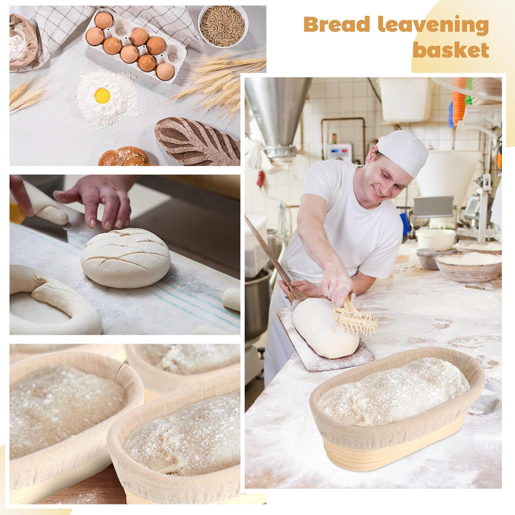 Gejoy 20 Sets Bread Proofing Baskets Bulk Banneton Dough Proofing Bowls Kit with Cloth Liner Sourdough Basket for Home Sourdough Bakers Supplies (Oval,10 Inch)