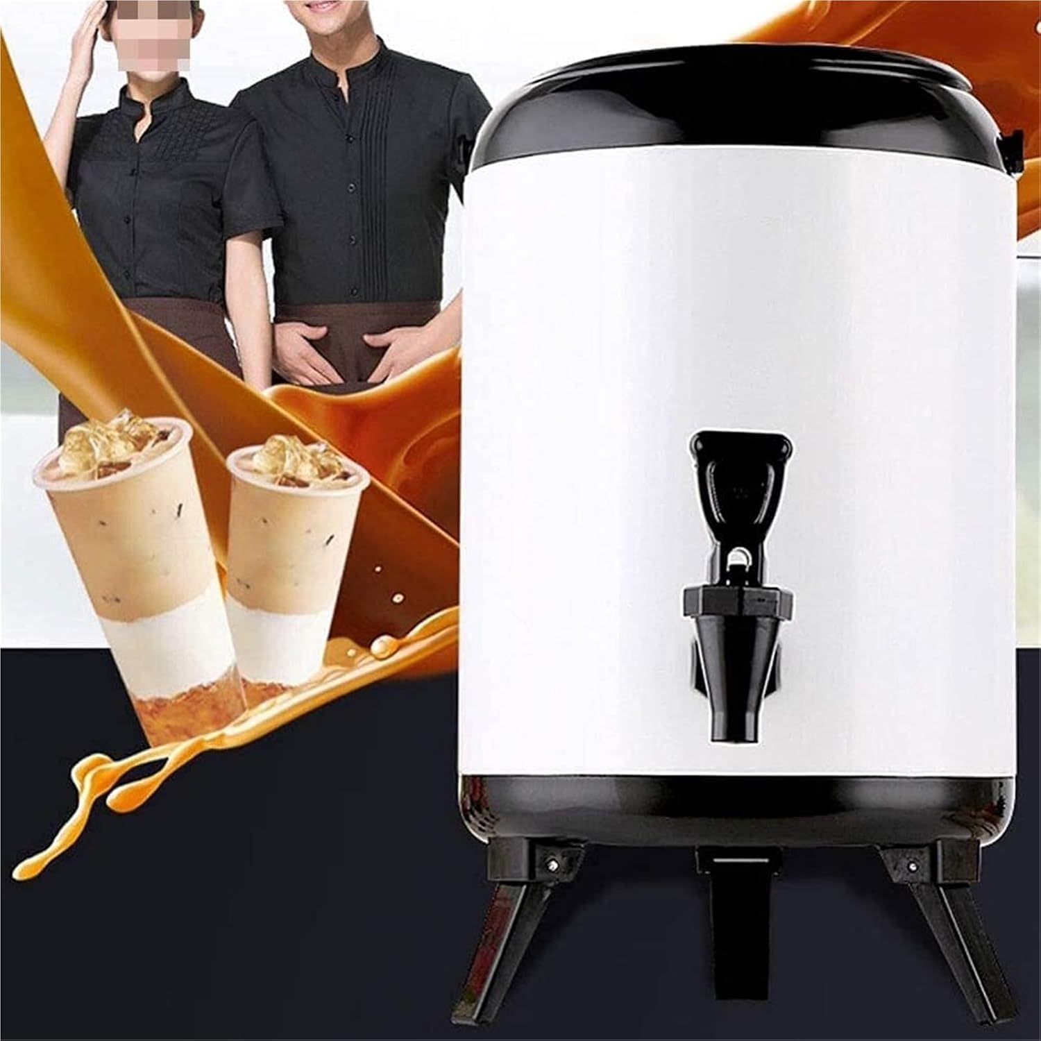 Insulated Keg Beverage Dispenser With Tap For Hot Water - Perfect For Coffee Juice Tea Cider Milk At Parties And Buffets - Double Wall Design For Exceptional Temperature Retention(Yellow,8L)