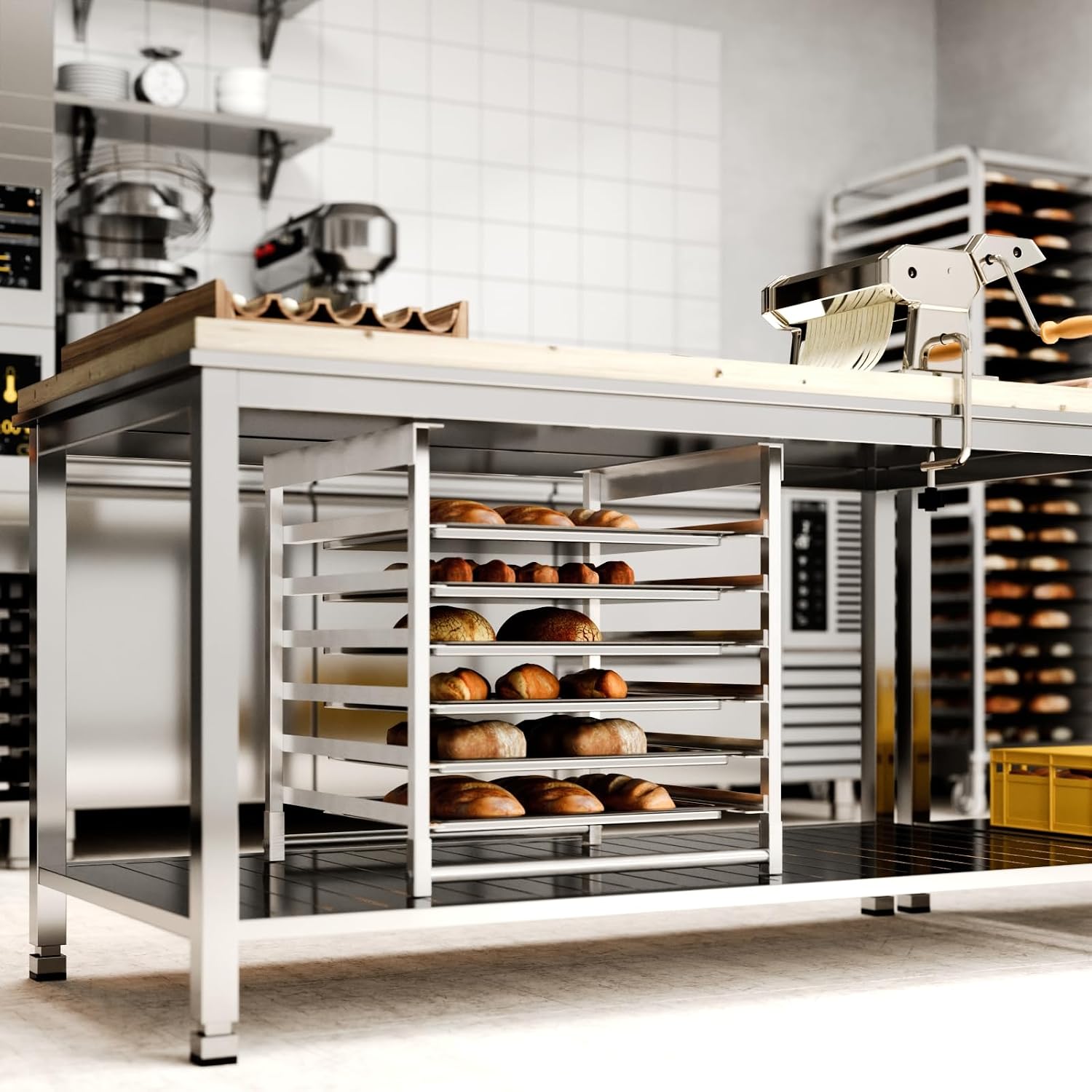 AmGood Table-Mounted Aluminum Bun Pan Rack for 30' Wide Work Tables - 6 Pan Capacity