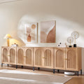 IFGET Modern Buffet Cabinet with Storage, 123.5' W Fluted Arched Sideboard Cabinet w/Adjustable Shelves, Wooden Modular Coffee Bar for Dining Room, Kitchen, Living Room, Entryway, Natural