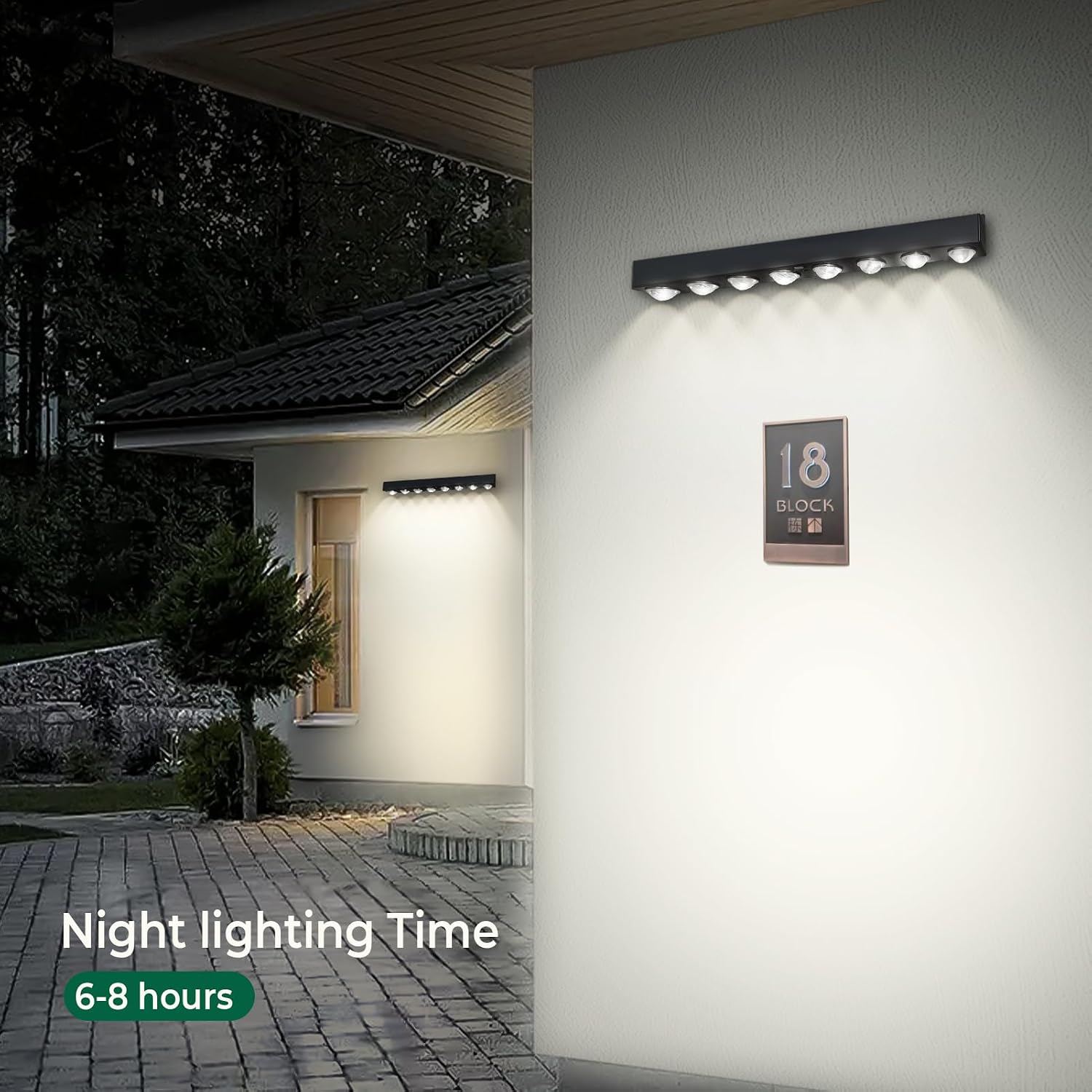 8 Pack Solar Sign Lights Outdoor, Waterproof 4000K Warm White Solar Lights with Dusk to Dawn Sensor, for Real Estate Signs, House Numbers, Address Plaques, Yard, Patio, Porch & Commercial Signs