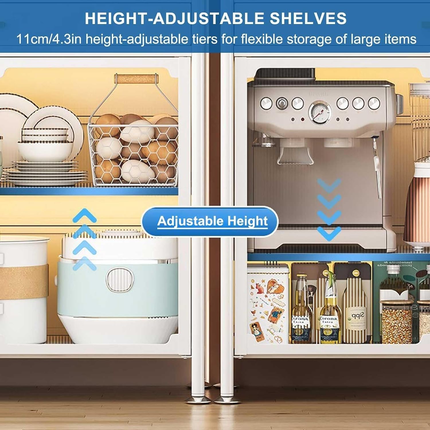 5-Tier Kitchen Bakers Rack with Drawer, Adjustable Shelves & Pegboard, Utility Storage Cabinet with Hooks, Power Outlets(Black,147.5x60cm/58x23.6in)