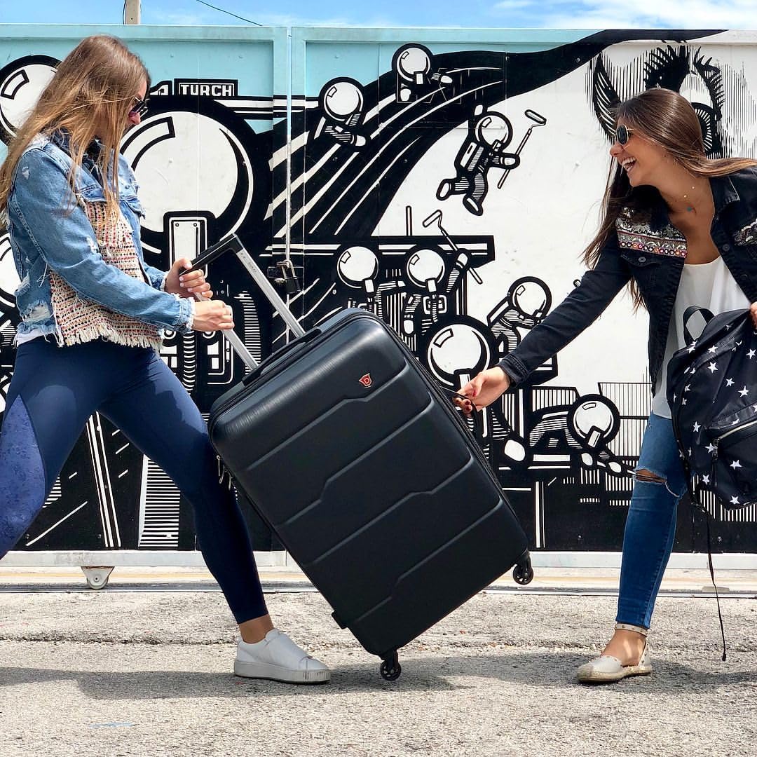 DUKAP RODEZ Hardside Luggage Set with Ergonomic Handles and TSA Lock | Spacious Travel Suitcase with Four Spinner Wheels and Studs | (20/24/28) 3 Piece Luggage Set | Black