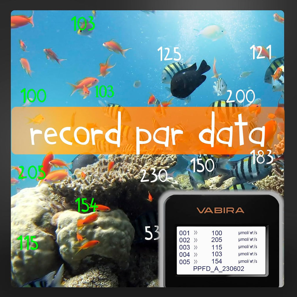 VBR-Aqua IP68 PAR Meter for Aquarium,Reef.R,G,B PAR Seperately.with a 3FT Telescopic Rod
