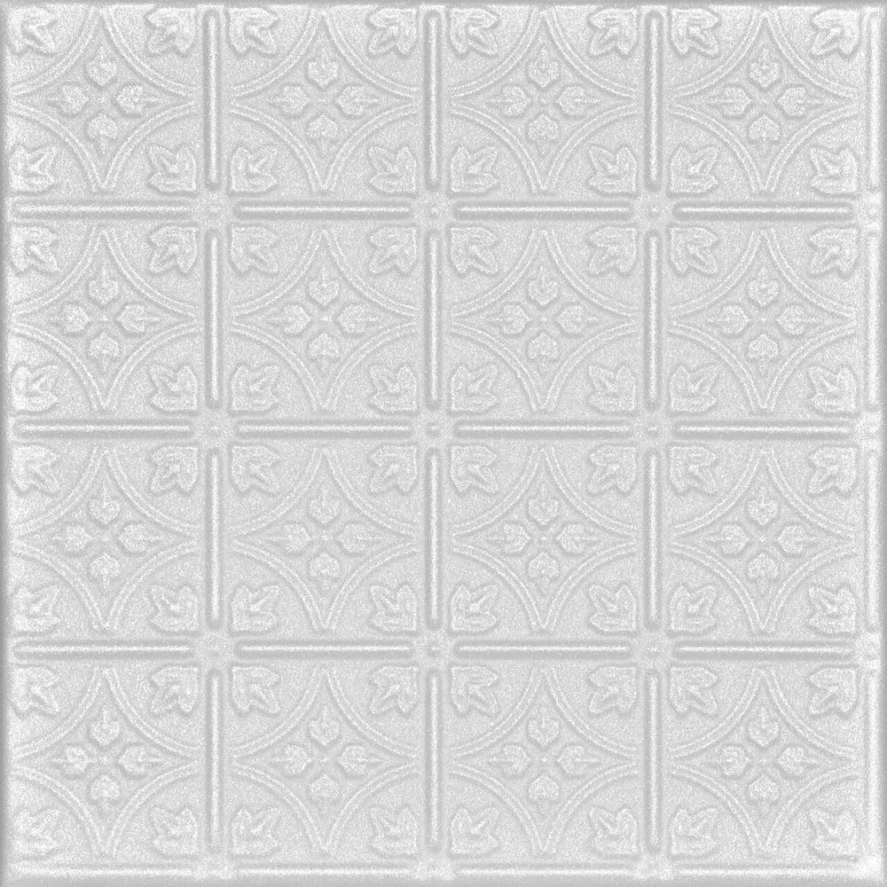 À LA MAISON CEILINGS R125 Emma's Flowers Foam Glue-Up Ceiling Tile (768 Sq. Ft./Case), Pack of 288, Plain White