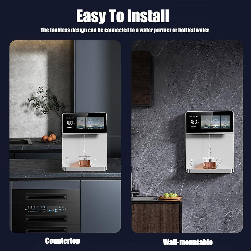 Wall-Mounted Hot Water Dispenser, Instant Water Boiler Lectric Kettles, Touch Screen, with Child Lock, 5 Levels Temperature Control+ 4rd Level Water Volume Control, for Office,B