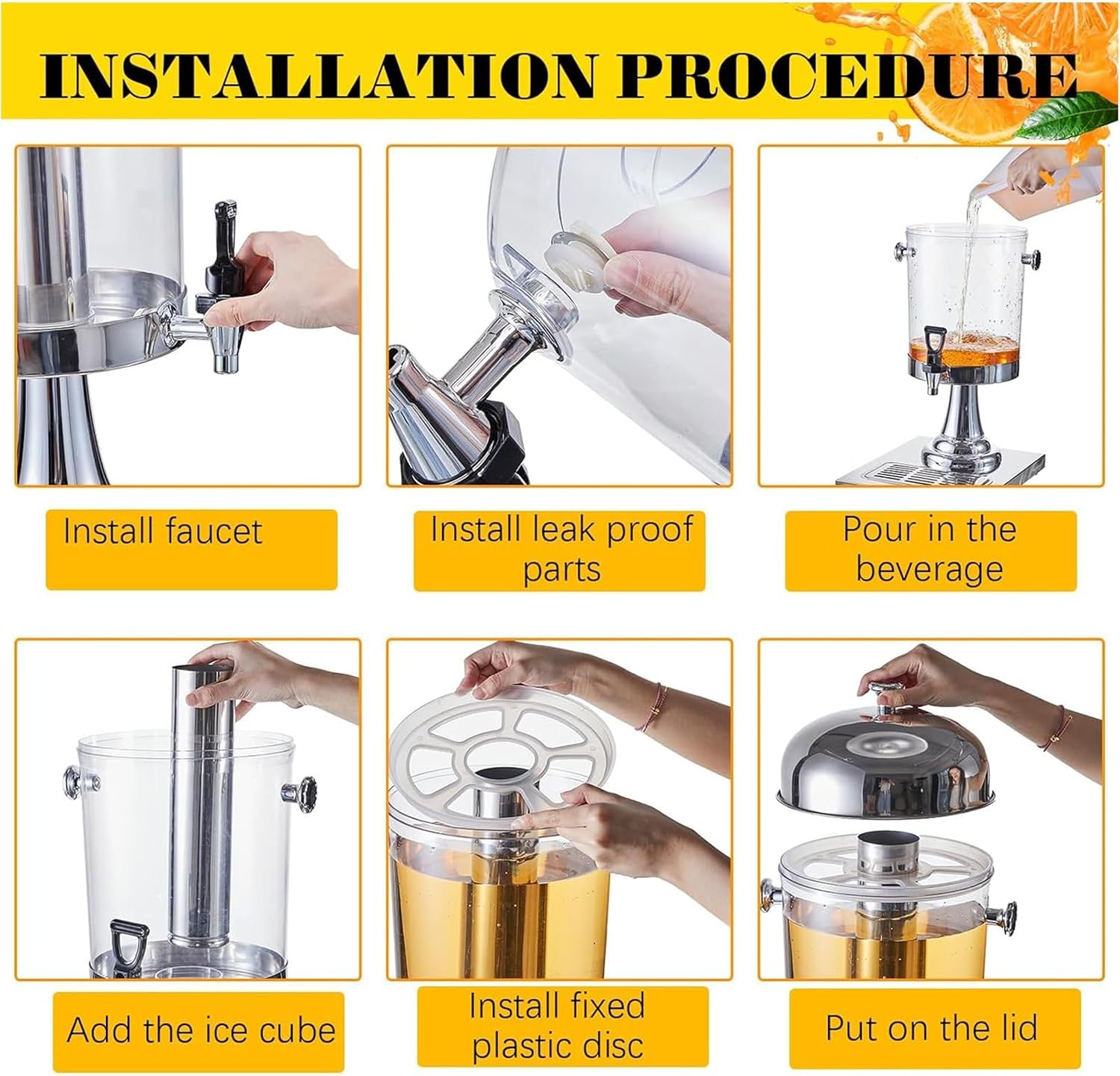 Cold & Hot Drink Dispenser with Spigot, Stainless Steel Beverage Dispenser Cold and Hot Water Dispenser for Tea, Coffee, Milk, Juice(Triple Heads)