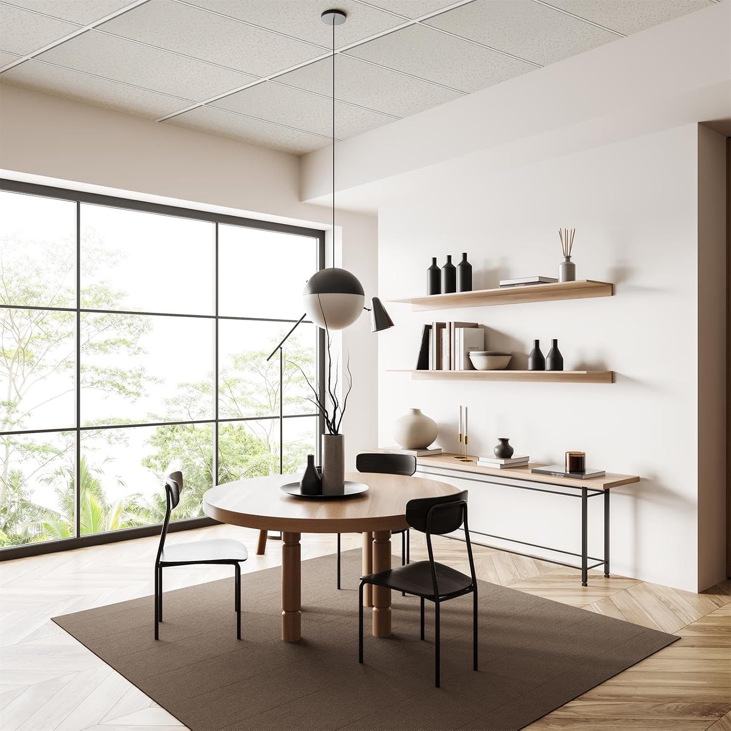 Fasarxiu 2ft x 4ft Printed Pro Ceiling Tiles Waterproof, Washable and Fire-Rated- High-Grade PVC Ceiling Tiles 24'x48' - Easy Drop-in Installation - Case of 10 (80 sq. ft.)
