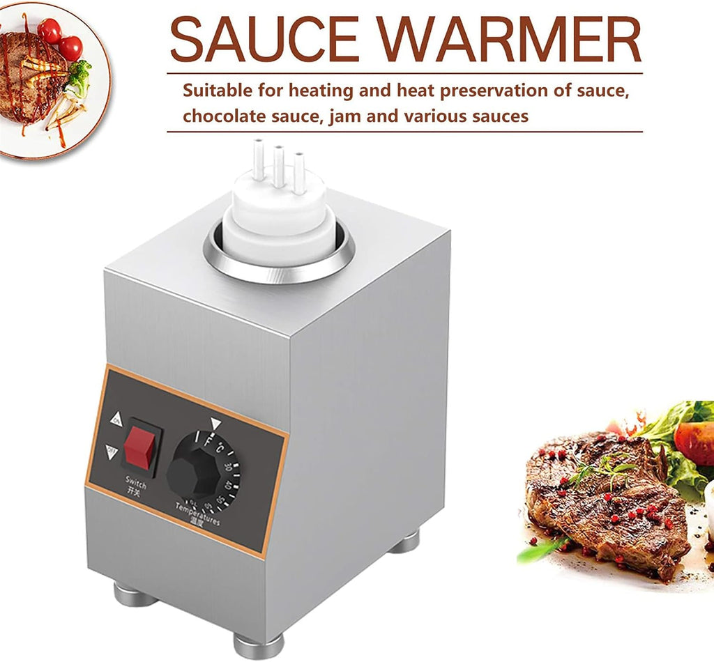 Electric Cheese Sauce Warmer Hot Fudge Warmer Dispenser Nacho Cheese Dispenser Jam Heat Preservation Machine with 650ml Bottle, 30-85℃ Adjustable (1grid)
