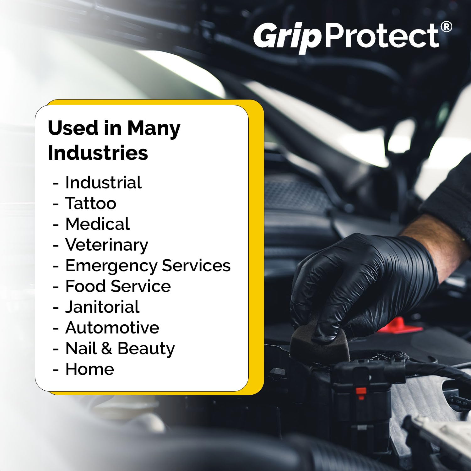 GripProtect 6 Mil Black Nitrile Exam Gloves | Heavy Duty | Textured | Food | Cleaning | Law Enforcement | Automotive | (Small, 1,000)