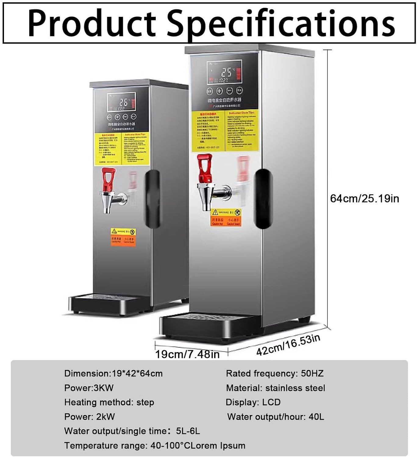 Stepping Type Boiling Water Machine,Water Boiler, Commercial Hot Water Boiler,24-Hour Timer Reservation,Temperature Control, Stainless Steel Automatic Water Heater(Silver,40l)