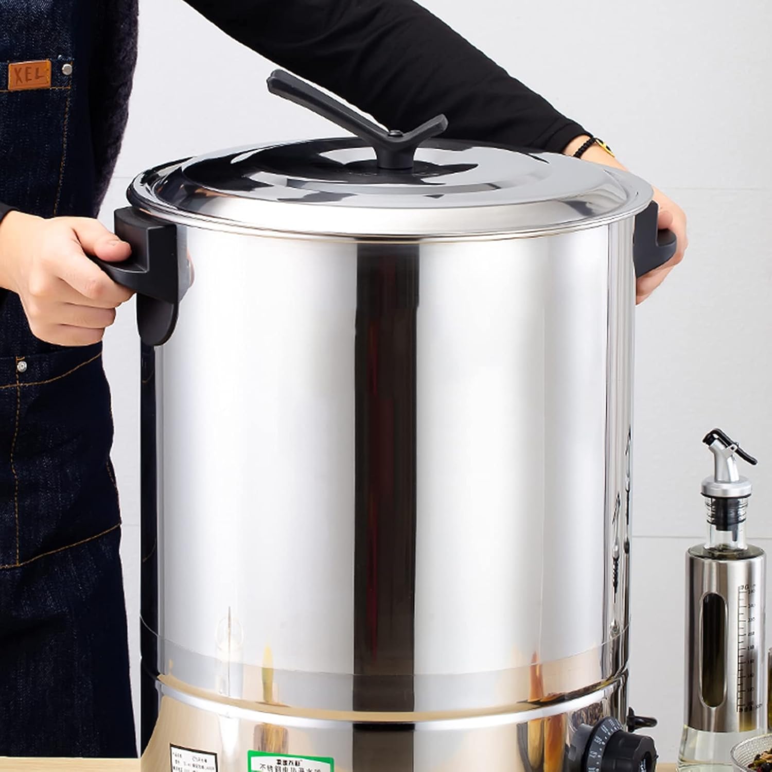 Electric Water Boiler Warmer Coffee Urn, Commercial Stainless Steel Beverage Dispenser for Catering Buffets Parties Weddings Holiday Dinners(with Spigot 20Liter)