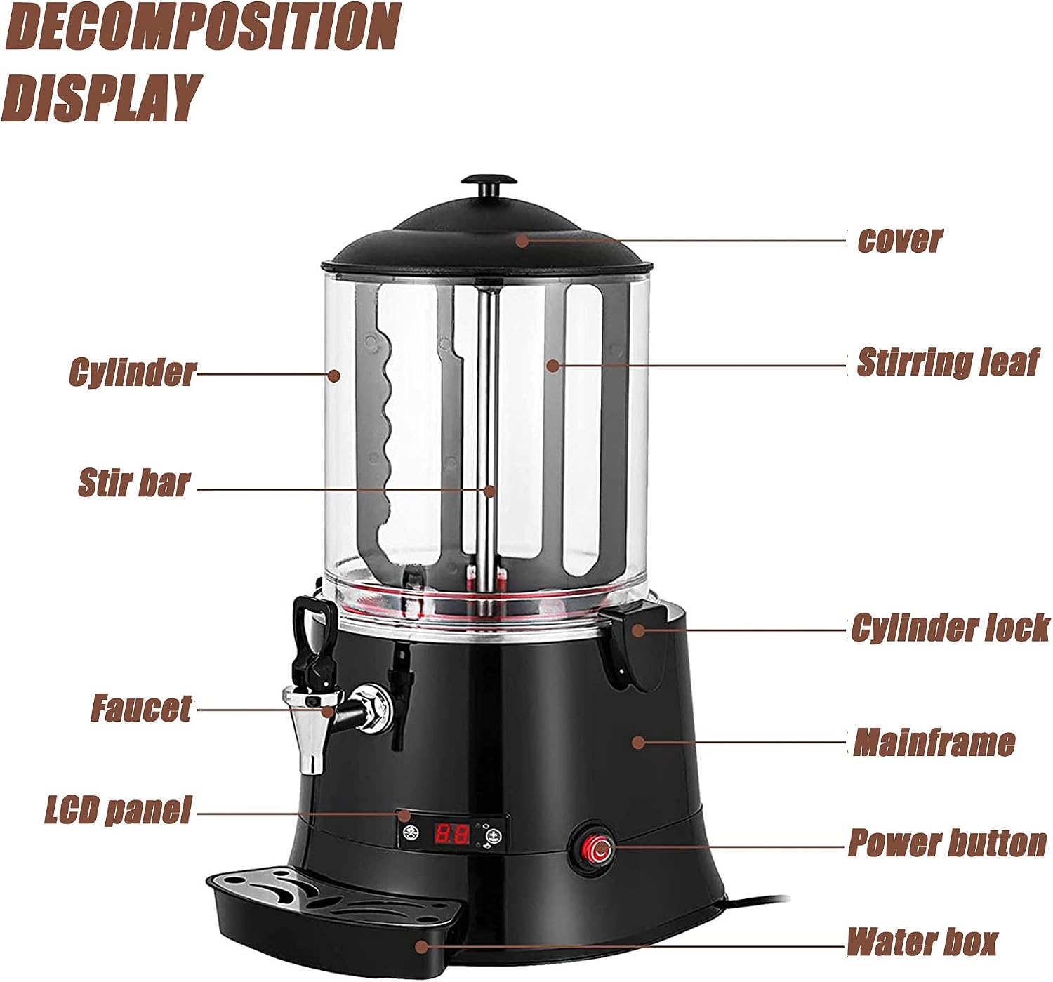 Hot Automatic Beverage Mixes Maker, Commercial Dispenser, Electric Milk Steamer Foam Maker, 400W Chocolate Maker, Coffee Maker Water Urn, for Espresso, Water, Tea, Chocolate