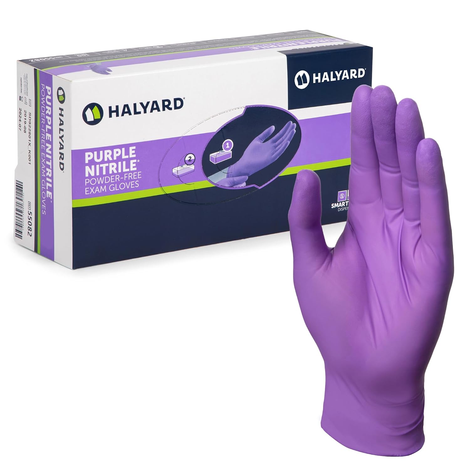 HALYARD Purple Nitrile Dental Patient Exam Gloves, Non-Sterile, 5.9 mil, 9.5 Inches, Purple, X-Small, 53430 (Case of 1000)