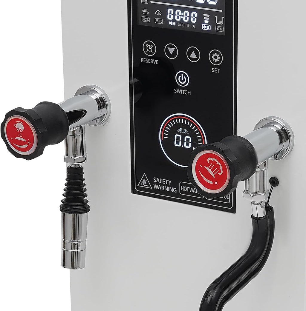 Commercial Hot Water Dispenser, 12L/3.2 Gallon 3000W, 304 Stainless Steel Instant Heating with Fixed Timer & Lcd Display for Coffee Shops, Tea Houses, Restaurants, and Offices (White)