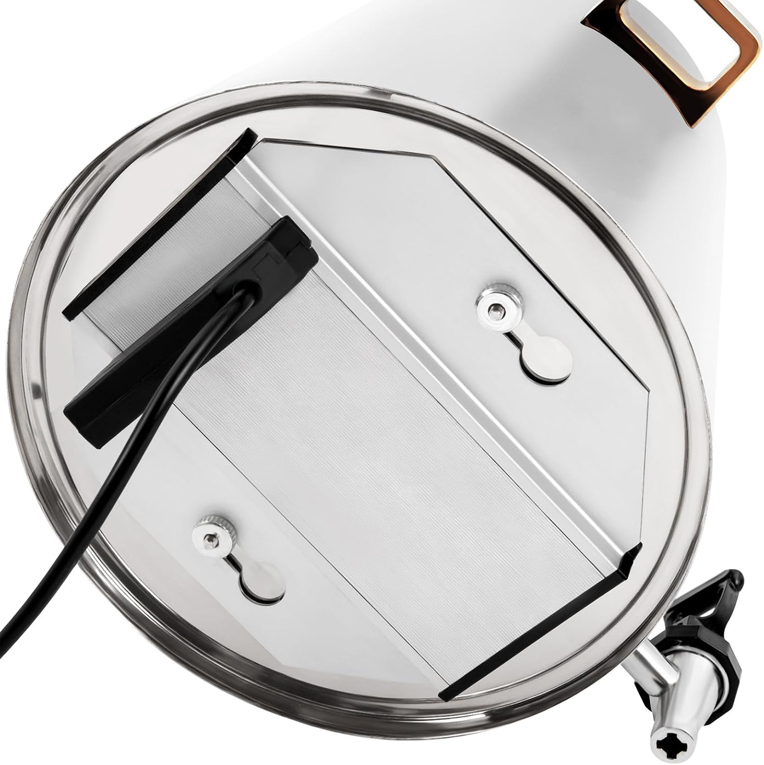 13L/3.5 Gallon Hot Beverage Dispenser, Electric Stainless Steel Coffee Chafer Urn, Fuel Tray Holder, Drink Dispenser with Gold Accent and Ice Container for Hot & Cold Drinks, Party Event Buffet