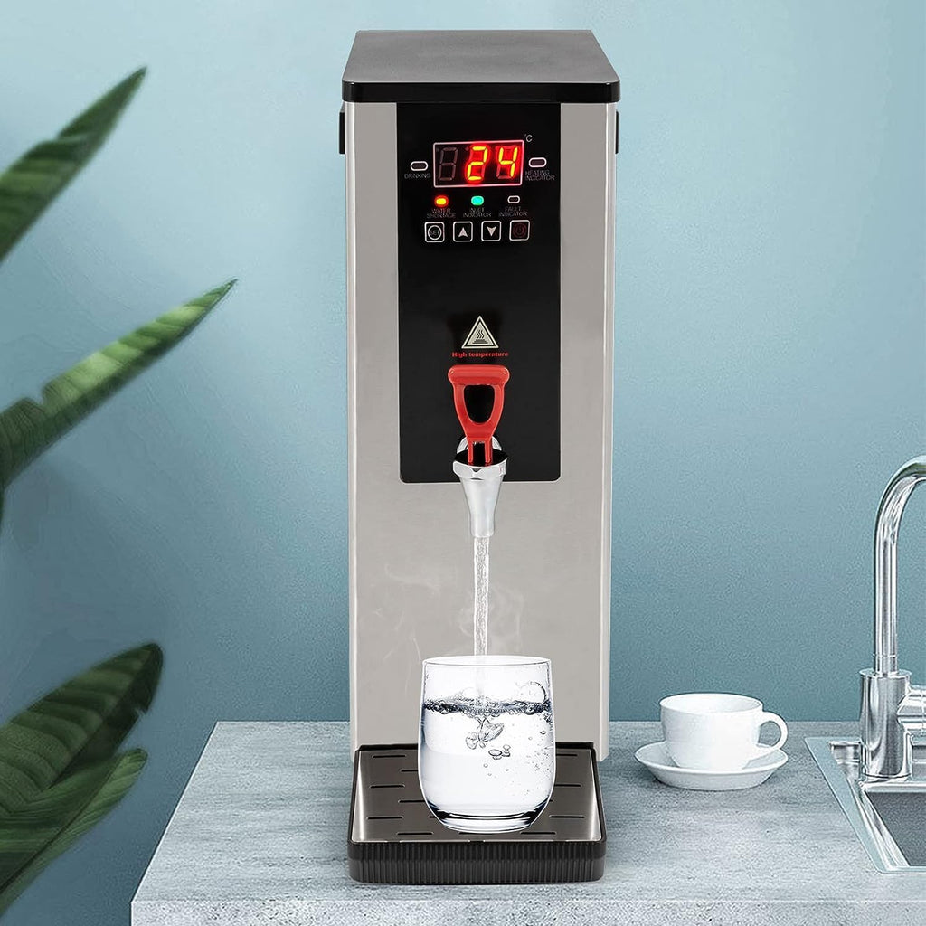 2400W Electric Commercial Water Boiler and Dispenser - 10L Stainless Steel Automatic Hot Water Machine with LCD Display and Faucet for Tea Coffee - Instant Boiling Water!