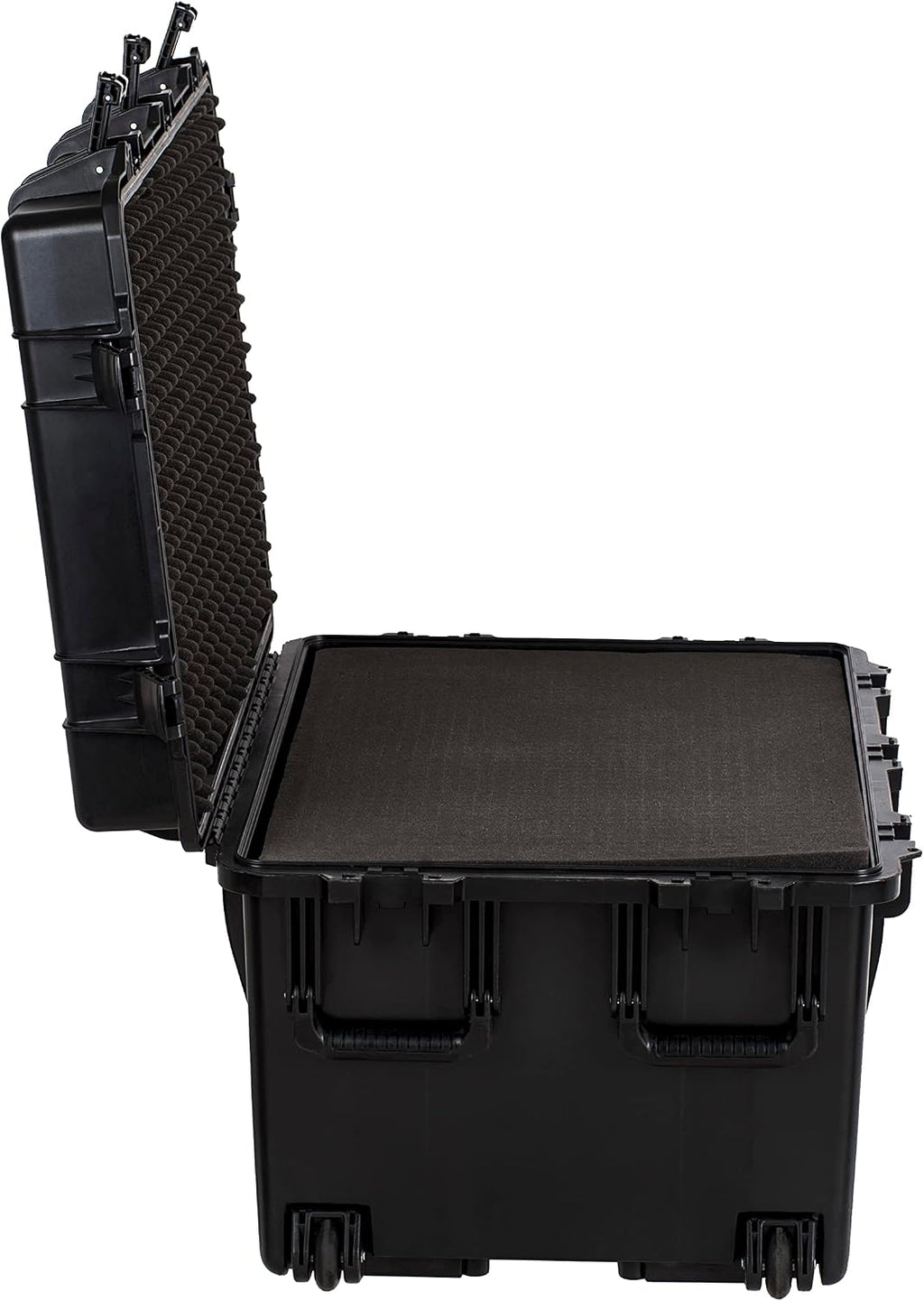 MEIJIA Portable All Weather Waterproof Camera Case,Customizable Fit Foam with Rolling Wheels and Retractable Pull Handle,33.25'X24.4'X19.3'