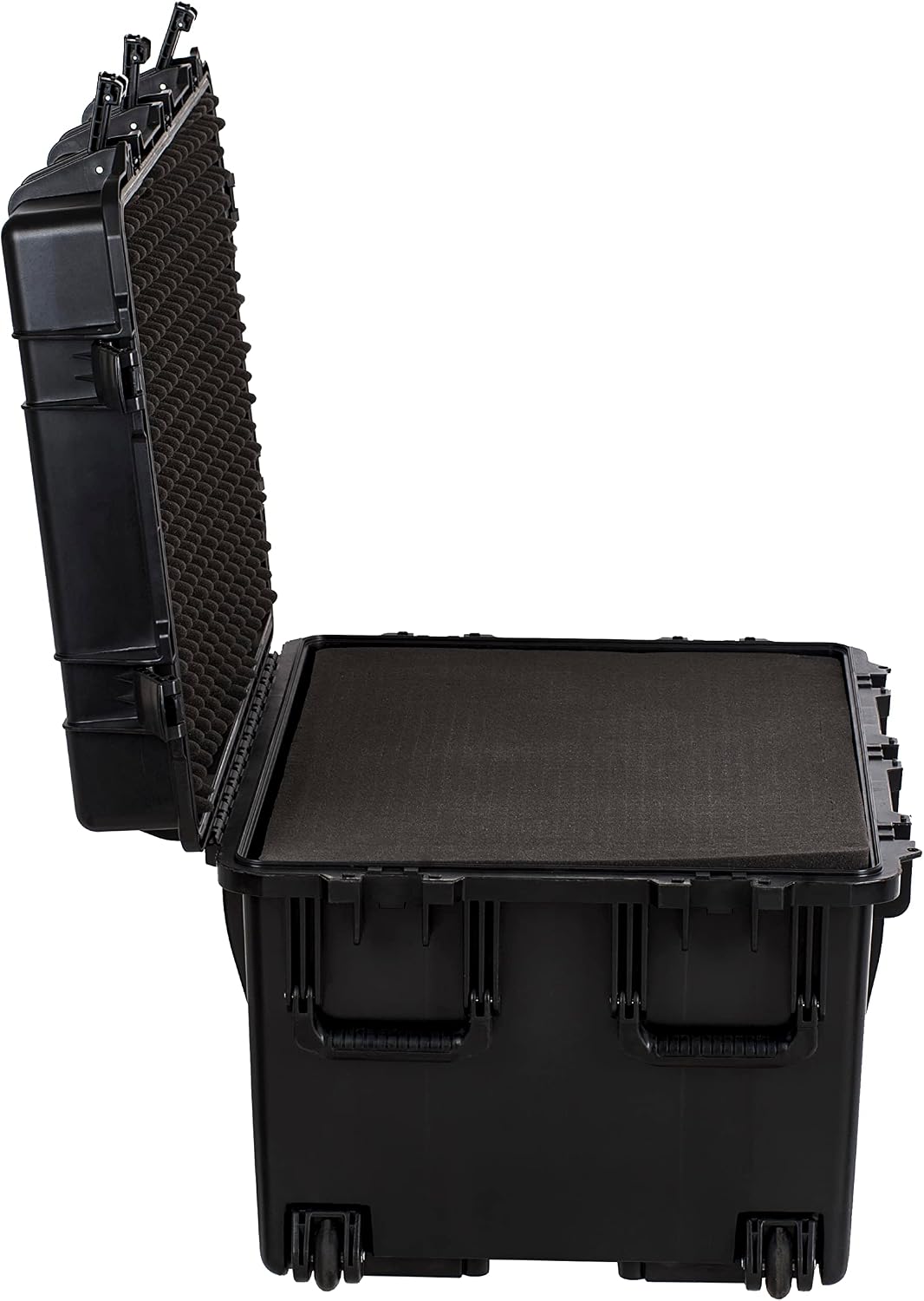 MEIJIA Portable All Weather Waterproof Camera Case,Customizable Fit Foam with Rolling Wheels and Retractable Pull Handle,33.25'X24.4'X19.3'