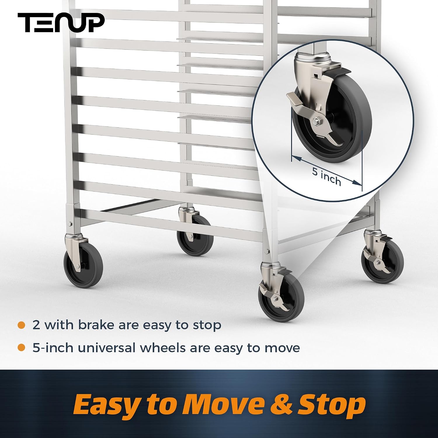 TenUp 10-Tier NSF Aluminum Sheet Pan Rack, Commercial Bakery Cooling & Storage Cart with Wheels, Heavy-Duty Bun Rack – 26' L x 20' W x 38' H