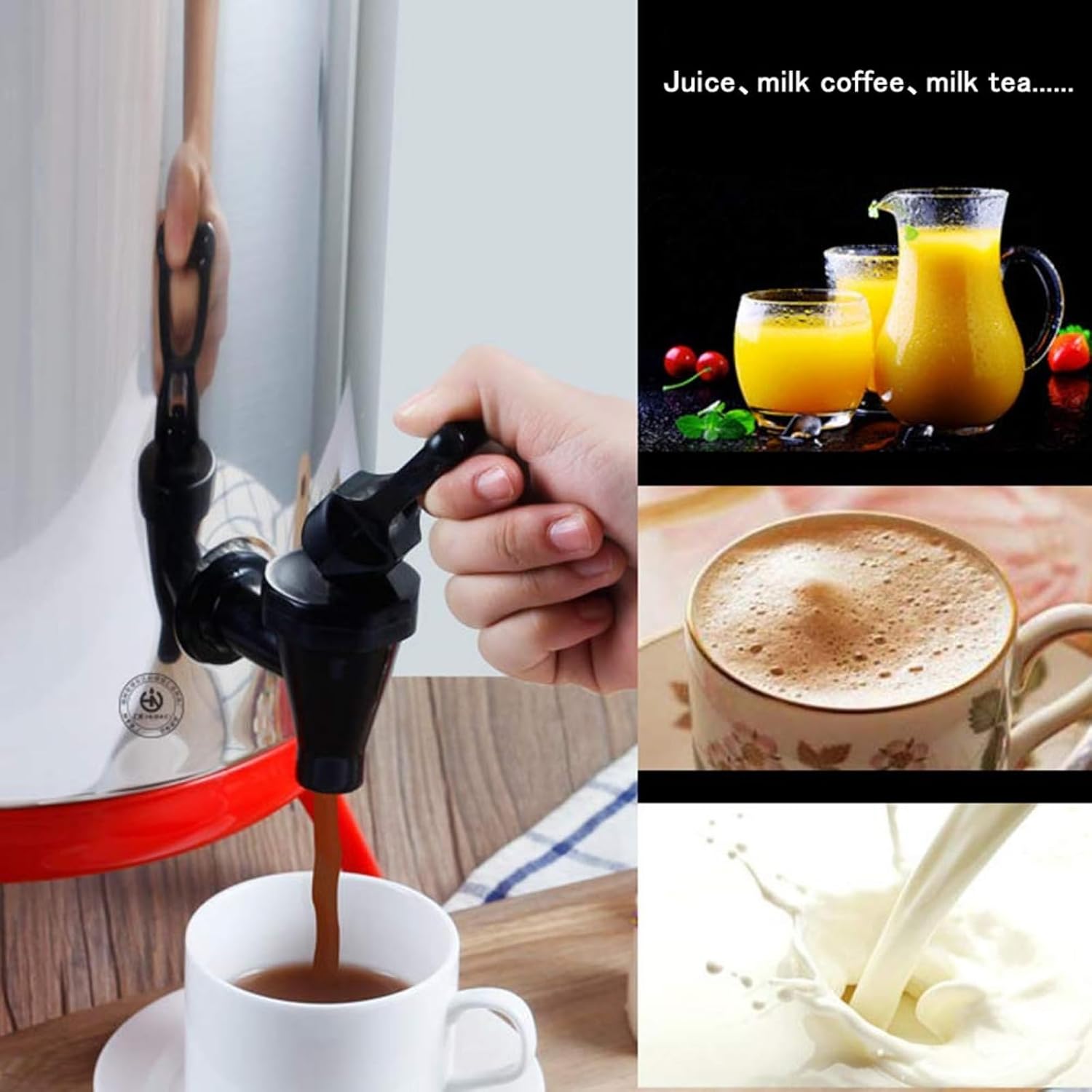 8 L Insulated Drink Dispenser Hot Water Dispenser 2.11 Gallon Stainless Steel Beverage Dispenser Coffee Urns Hot and Cold Drink Dispenser with Pump Spigot for Party Tea, Milk, Water