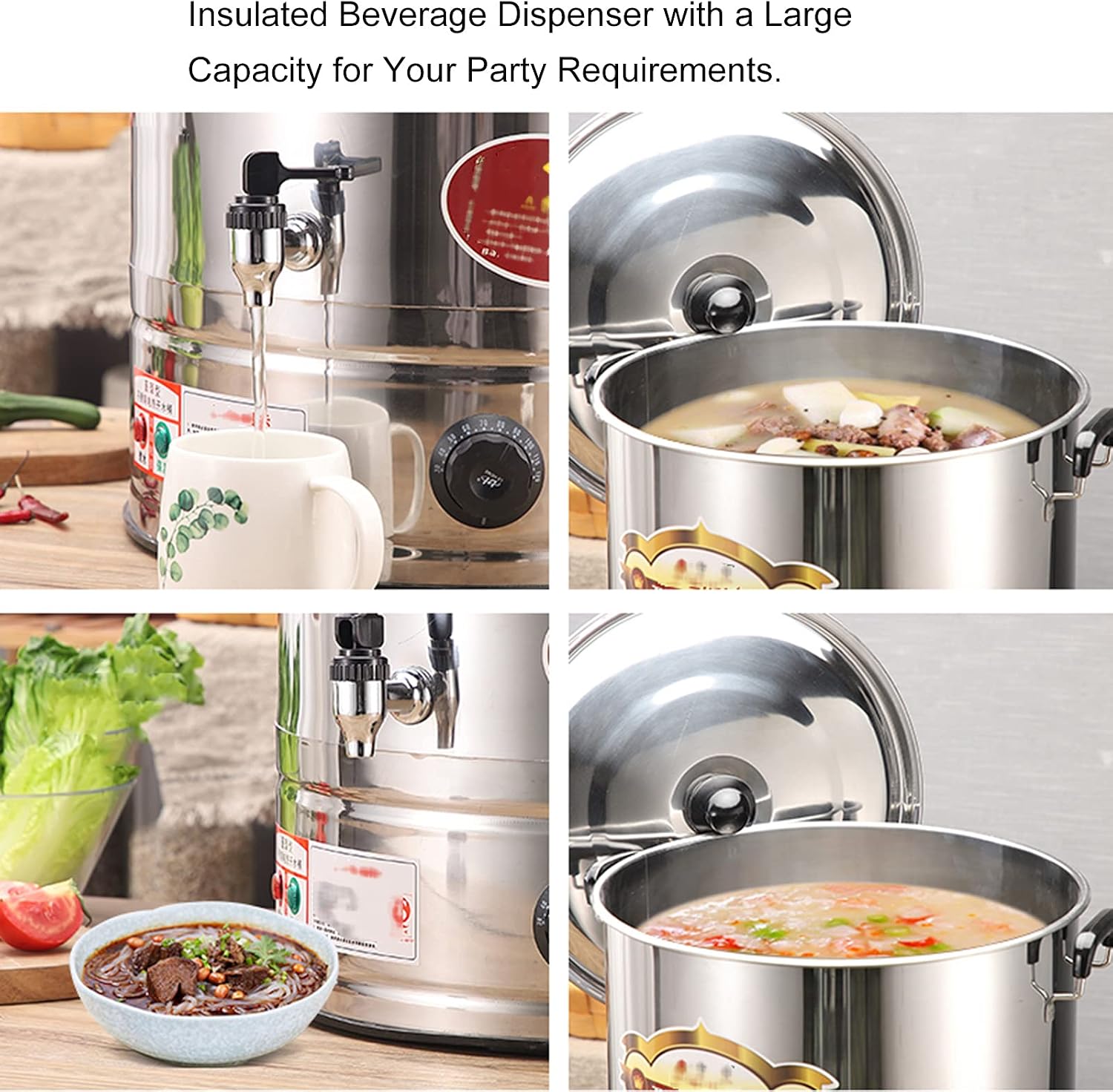 Commercial Stainless Steel Catering Urn - Large Capacity Hot Water Boiler & Coffee Dispenser for Office, Events & Parties - Durable, Efficient, Ideal for Tea & Beverage Service