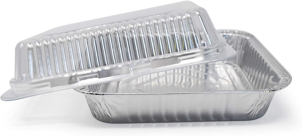 Fig & Leaf (210 Pack) 8' x 8' Square Baking Cake Pans with Plastic Dome Lids | Heavy Duty l Disposable Aluminum Foil Tins l Portable Food Containers l Perfect for Roasting Oven Toaster Cooking