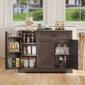 Gizoon Kitchen Coffee Bar Cabinet with Storage Kitchen Sideboard Buffet Cabinet with Drawers, Short Pantry with Door and Shelves for Bathroom and Living Room, Dark Brown, Painted