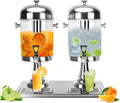 Beverage Dispenser,4.4 Gallon Beverage Dispenser for Parties, Stainless Steel Dual-Head Juice Dispenser with Centre Ice Core and Drip Trays for Parties, Buffet Cafeterias, Homes, Weddings, Events