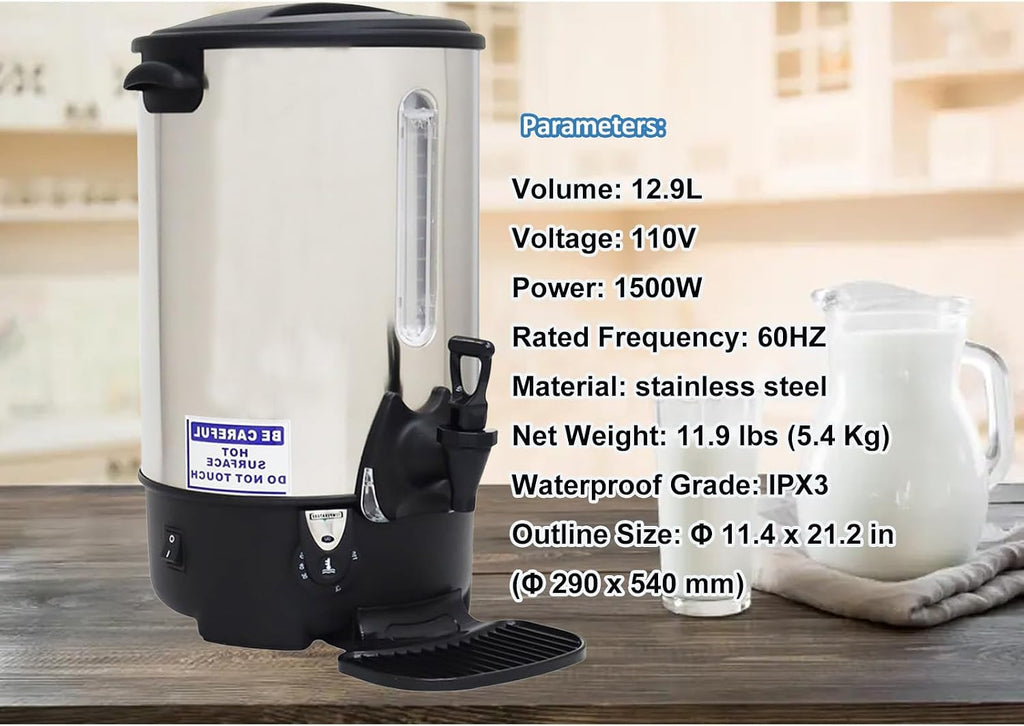 15.4L Commercial Hot Milk Dispenser Electric Milk Boiling Bucket Built-in Stainless Steel Liner 110V 1500W